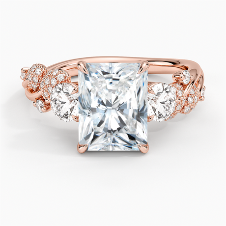 14K Rose Gold Canopy Three Stone Diamond Ring