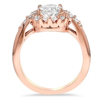 Custom Rose Gold Oval Halo Diamond Ring with Accents