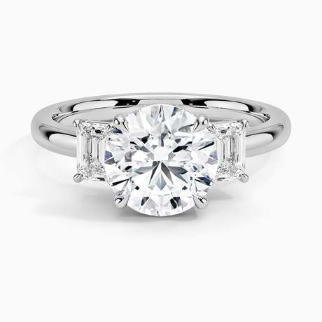 Platinum Rhiannon Emerald Cut Three Stone Diamond Ring (1/2 ct. tw.)