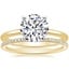 18K Yellow Gold Four-Prong Petite Comfort Fit Ring with Whisper Eternity Diamond Ring