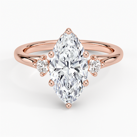 14K Rose Gold Floating Three Stone Diamond Ring