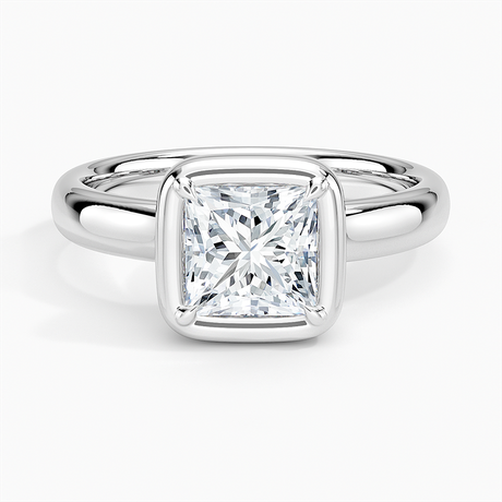 18K White Gold Andrea Bezel Prong Ring