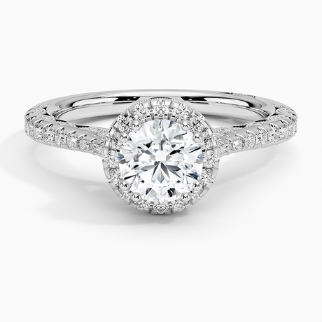 Halo Ring With Diamond Accented Gallery and Band
