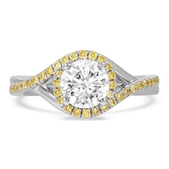 Custom Sweeping Halo Yellow Diamond Ring