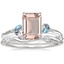 Platinum Camellia Indigo Milgrain Ring with Winding Willow Diamond Ring