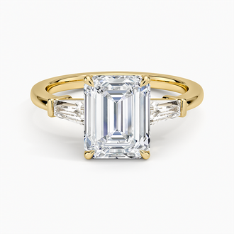Symphony Tapered Baguette Three Stone with 2ct Emerald Certified Lab Diamond in 18K Yellow Gold