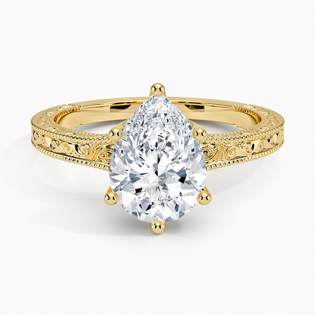 18K Yellow Gold Hudson Engraved Ring