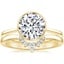 18K Yellow Gold Petite Luna Bezel Ring with Lunette Diamond Ring