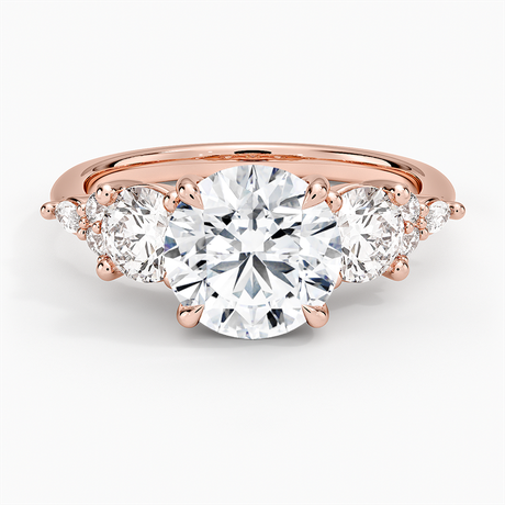 14K Rose Gold Luxe Nadia Three Stone Diamond Ring