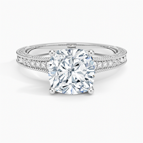 18K White Gold Hudson Engraved Diamond Ring