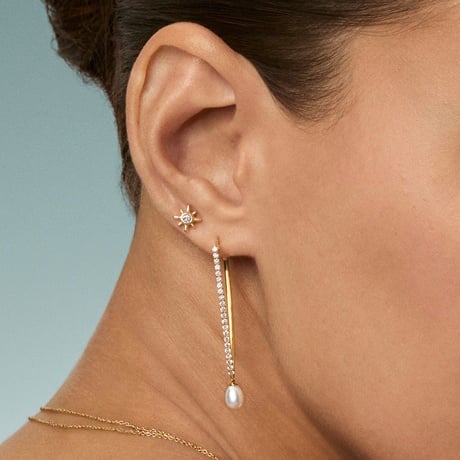 Baroque Cultured Pearl and Diamond Hoop Earrings (5/8 ct. tw.)