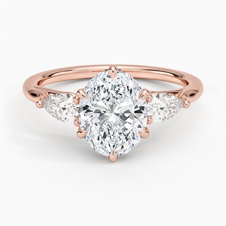 14K Rose Gold Luxe Delilah Three Stone Pear Diamond Ring