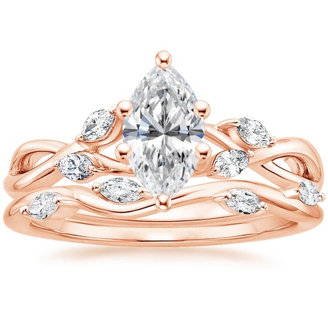 14K Rose Gold Willow Diamond Ring (1/8 ct. tw.) with Winding Willow Diamond Ring (1/8 ct. tw.)