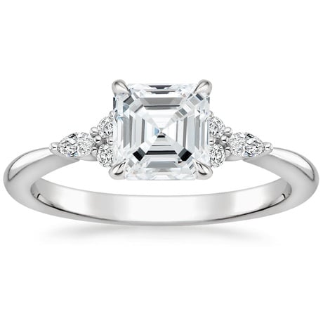 18K White Gold Nadia Diamond Ring with Aria Contoured Diamond Ring