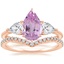 14K Rose Gold Luxe Opera Three Stone Diamond Ring with Flair Diamond Ring (1/6 ct. tw.)