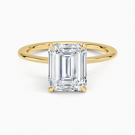 18K Yellow Gold Petite Secret Halo Diamond Ring
