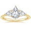 14K Yellow Gold Luxe Opera Three Stone Diamond Ring, smalltop view