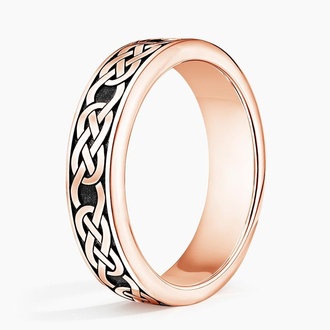 Black Rhodium Celtic Eternity Knot 6mm Wedding Ring in 14K Rose Gold