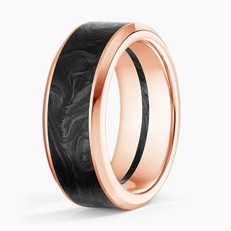 Blaze Black 8mm Wedding Ring in 14K Rose Gold