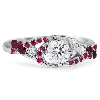 Custom Pinwheel Galaxy Diamond and Ruby Ring