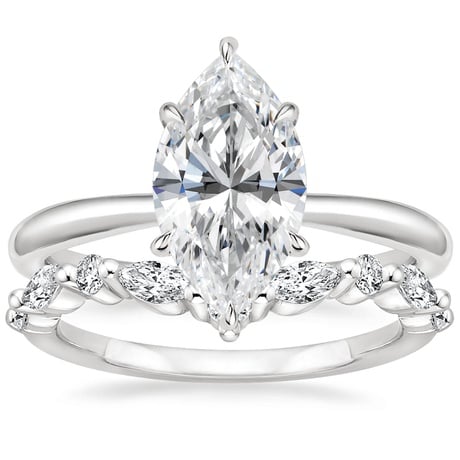 18K White Gold Freesia Ring with Curved Versailles Diamond Ring