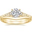 18K Yellow Gold Valentina Diamond Ring with Petite Curved Wedding Ring