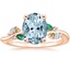 14K Rose Gold Arden Diamond Ring with Lab Emerald Accents, smalltop view