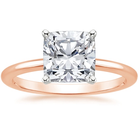 14K Rose Gold Four-Prong Petite Comfort Fit Ring with Whisper Eternity Diamond Ring