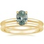 14K Yellow Gold Petite Elodie Ring with Petite Comfort Fit Wedding Ring