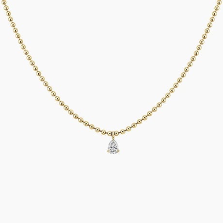Pear Lab Diamond Solitaire Bead Chain Pendant