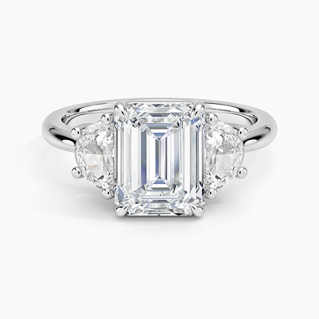 Half Moon Three Stone Diamond Ring