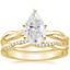 18KY Moissanite Twisted Vine Ring with Petite Twisted Vine Diamond Ring (1/8 ct. tw.), smalltop view
