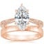 14K Rose Gold Elsie Ring with 2.5mm Hammered Quattro Wedding Ring