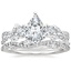 Platinum Three Stone Luxe Willow Diamond Ring with Luxe Winding Willow Diamond Ring