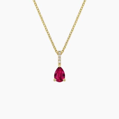 Lab Ruby and Diamond Birthstone Pendant Necklace