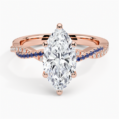 14K Rose Gold Petite Luxe Twisted Vine Sapphire and Diamond Ring (1/8 ct. tw.)