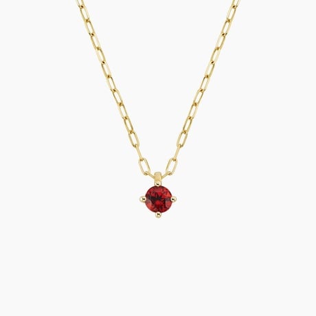 Garnet Paperclip Chain Pendant Necklace