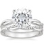 18KW Moissanite Twisted Vine Ring with Petite Twisted Vine Diamond Ring (1/8 ct. tw.), smalltop view