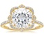 18K Yellow Gold Reina Halo Diamond Ring, smalltop view
