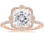 14K Rose Gold Reina Halo Diamond Ring, smalltop view