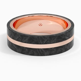 Avenue Black 7mm Wedding Ring in 14K Rose Gold