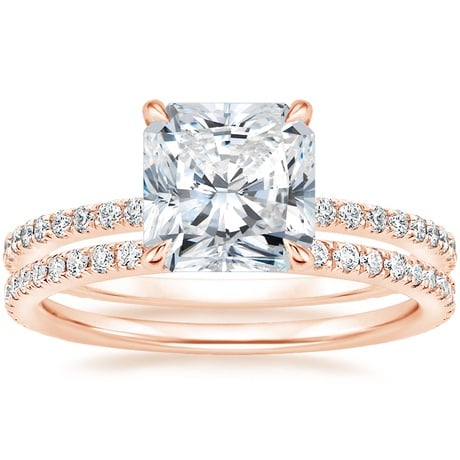 14K Rose Gold Demi Diamond Ring with Luxe Ballad Diamond Ring
