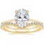 18K Yellow Gold Petite Secret Halo Diamond Ring with Flair Diamond Ring (1/6 ct. tw.)