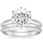 18KW Moissanite Six-Prong Classic Bridal Set, smalltop view