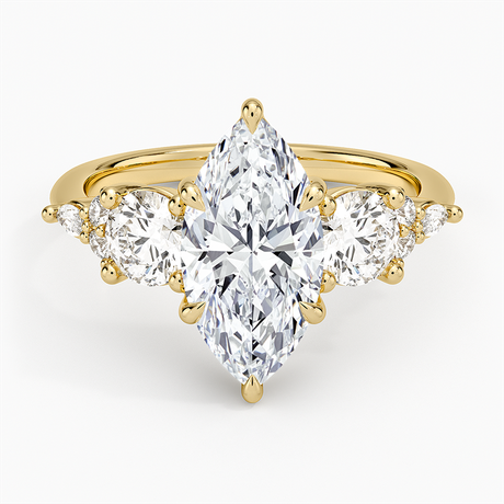 18K Yellow Gold Luxe Nadia Three Stone Diamond Ring