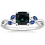14K White Gold Willow Ring With Sapphire Accents, smalltop view