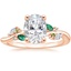 14K Rose Gold Arden Diamond Ring with Lab Emerald Accents, smalltop view