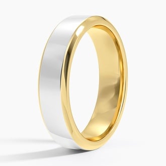 Mixed Metal Beveled Edge 5.5mm Wedding Ring