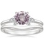 Platinum Fiore Diamond Ring with Petite Curved Wedding Ring