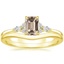 18K Yellow Gold Nadia Diamond Ring with Petite Curved Wedding Ring